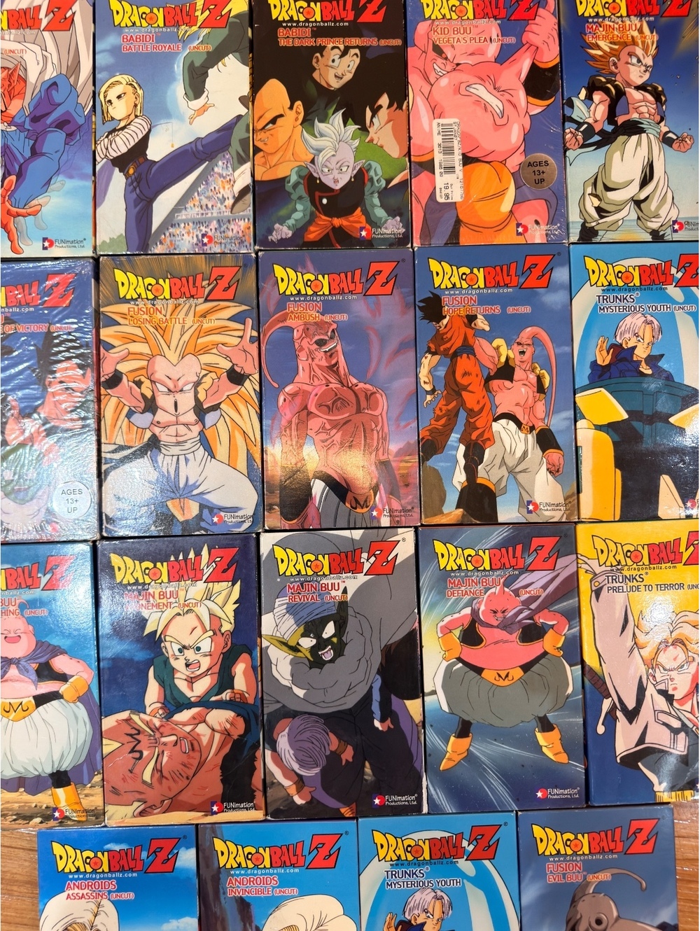 Vintage Dragon Ball Z Funimation VHS Lot-Android & Buu Sagas-Panoramic Spine Art